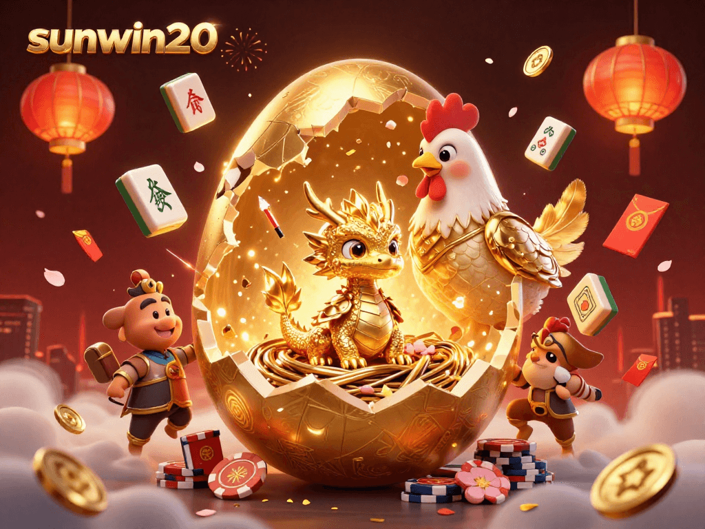 Bet on the sunwin20 experience with a golden dragon guarding a nest of poker chips