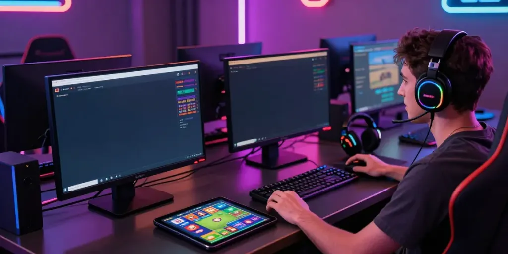 Exciting online gaming experience at nhà cái gem88 with vibrant visuals and modern setup.