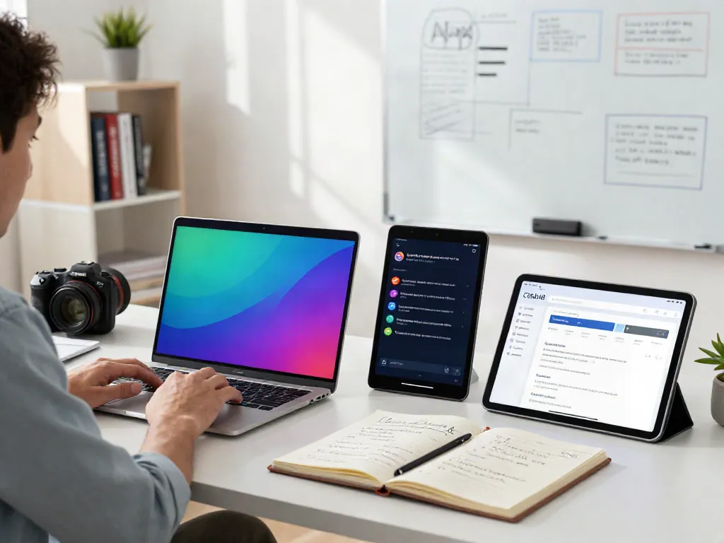 Marketing strategist reviewing instant indexing strategies on laptop in a professional workspace.