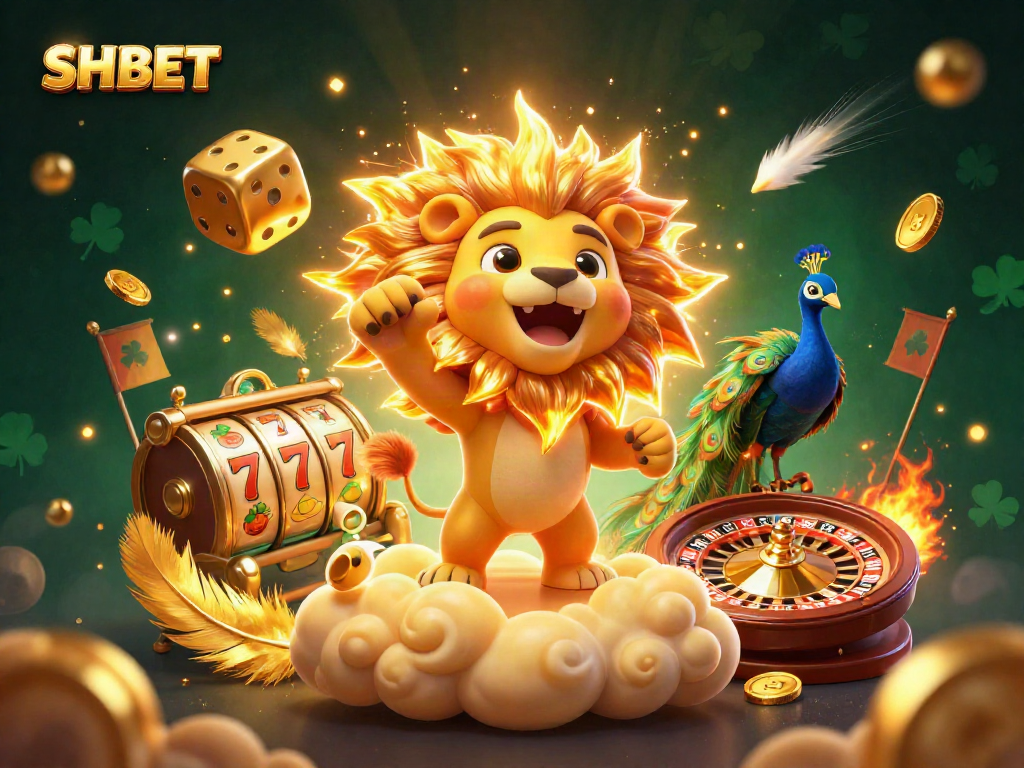 Experience thrilling gameplay with SHBET's animated characters amidst vivid casino elements.