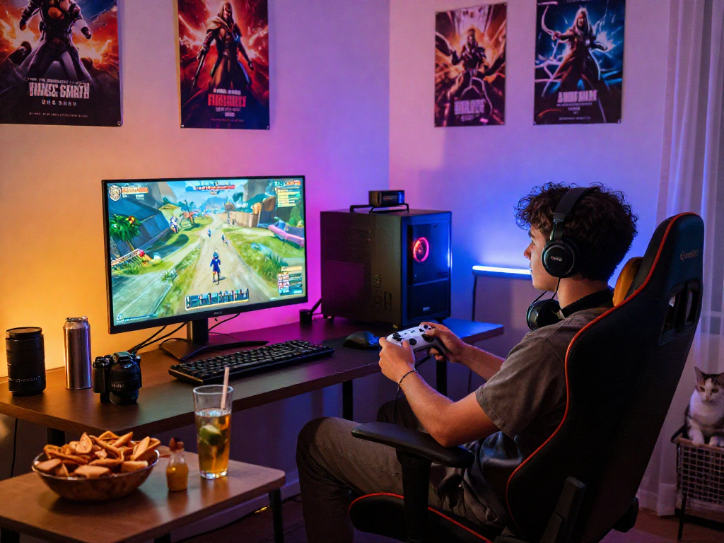 Enjoy an immersive adult game experience in a vibrant gaming setup
