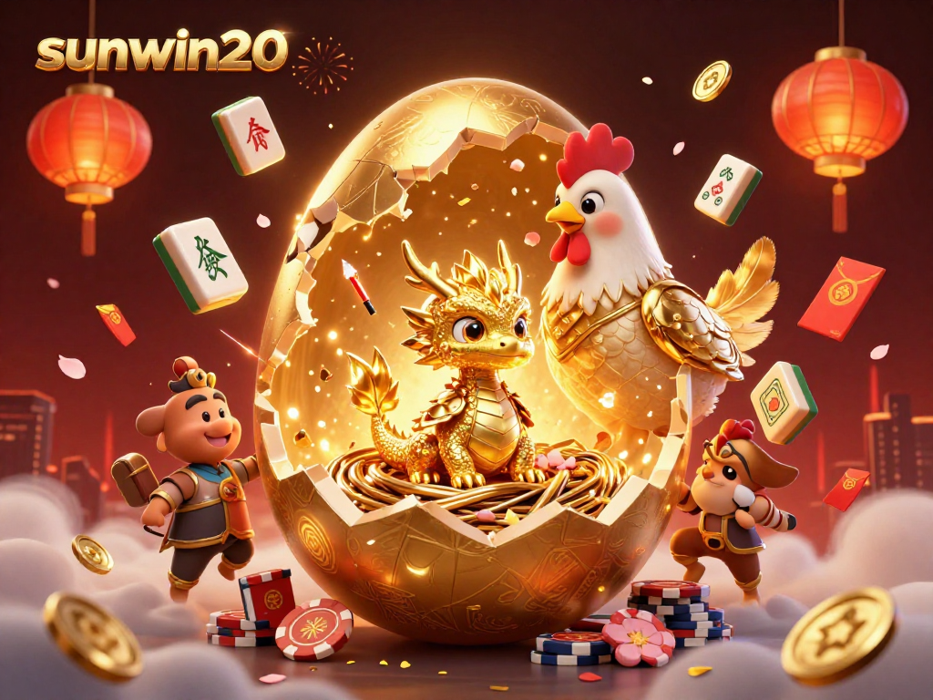 Bet on the sunwin20 experience with a golden dragon guarding a nest of poker chips