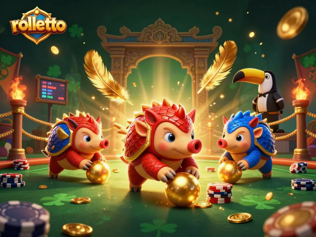 rolletto pangolins compete in a vibrant casino scene capturing the thrill of gaming