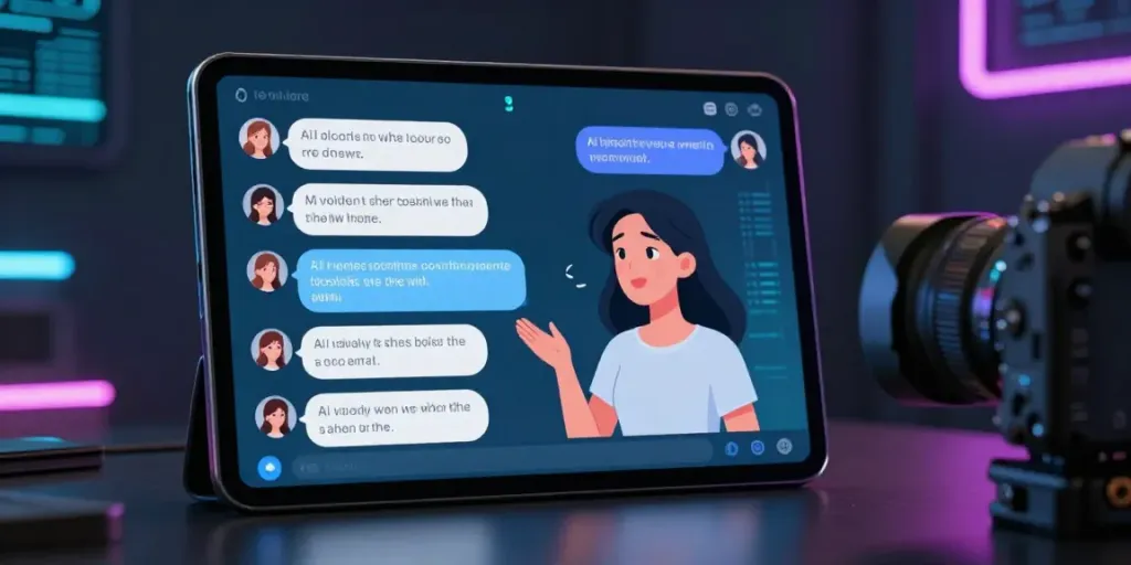 A vibrant AI chat porn scene featuring an avatar engaging in animated conversations on a sleek smartphone.