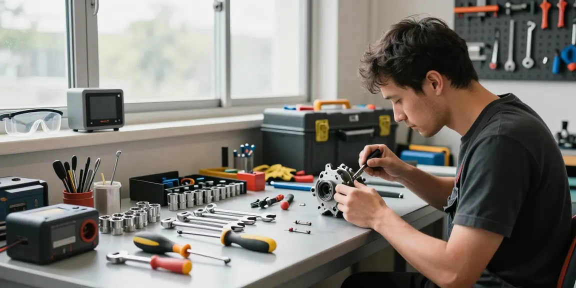 Technician using beta tools in a modern workshop with quality tools displayed