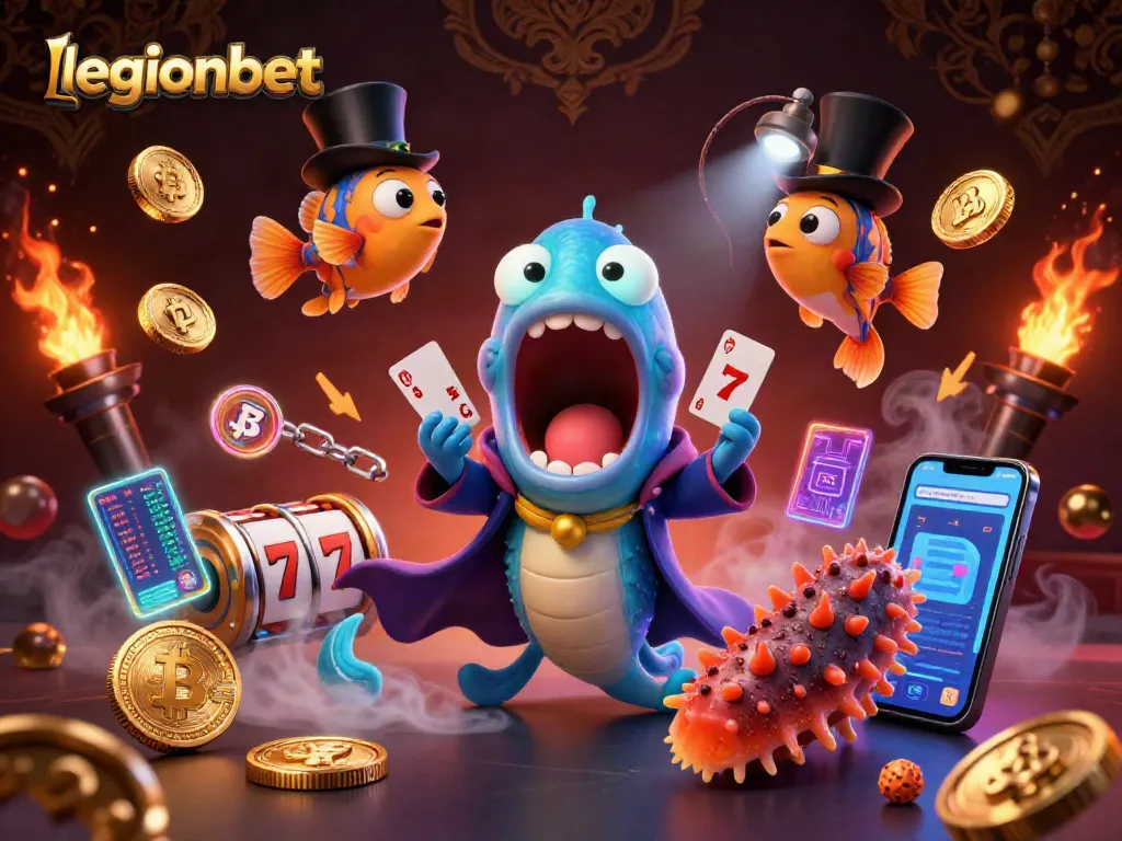 Win big at legionbet with our magical casino illustration featuring unique characters and vibrant elements.