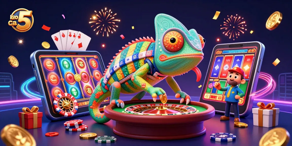Experience keo nha cai 5 with a vibrant carnival of casino excitement featuring golden coins and roulette.