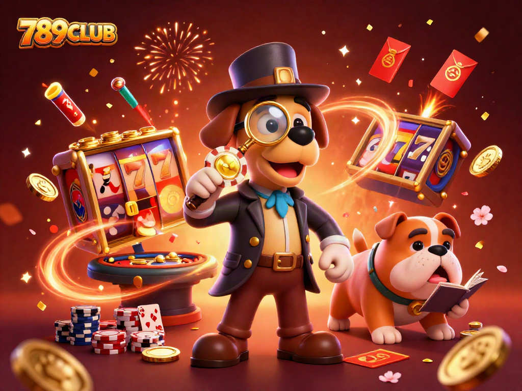 Engage in winning strategies at 789CLUB with an adventurous casino-themed illustration showcasing dynamic game elements.