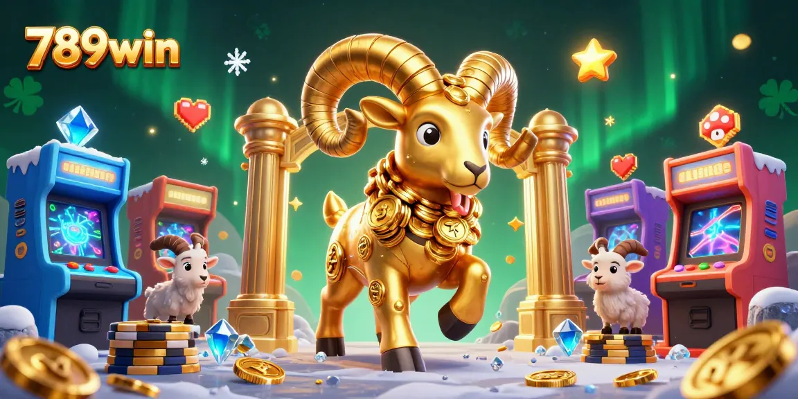 Experience thrilling action with 789win as a golden ram charges into a vibrant gaming scene